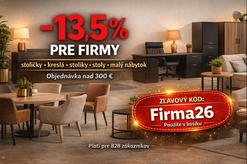 Zľava pre firmy: ušetrite pri zariadení prevádzky s kódom Firma26