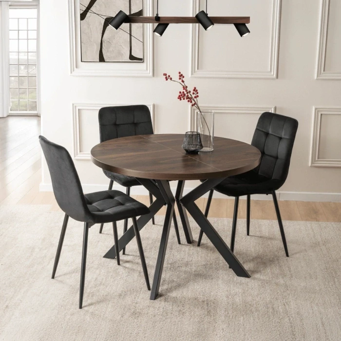 Stôl LUKAS 100-250 cm, orech/čierna