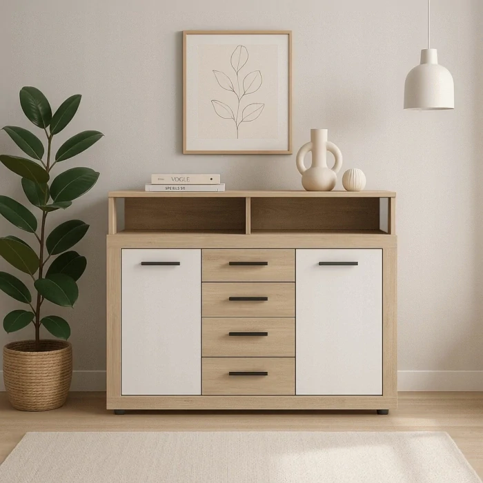 Komoda BLAGO MIDI B 119,5 cm, dub sonoma/biela