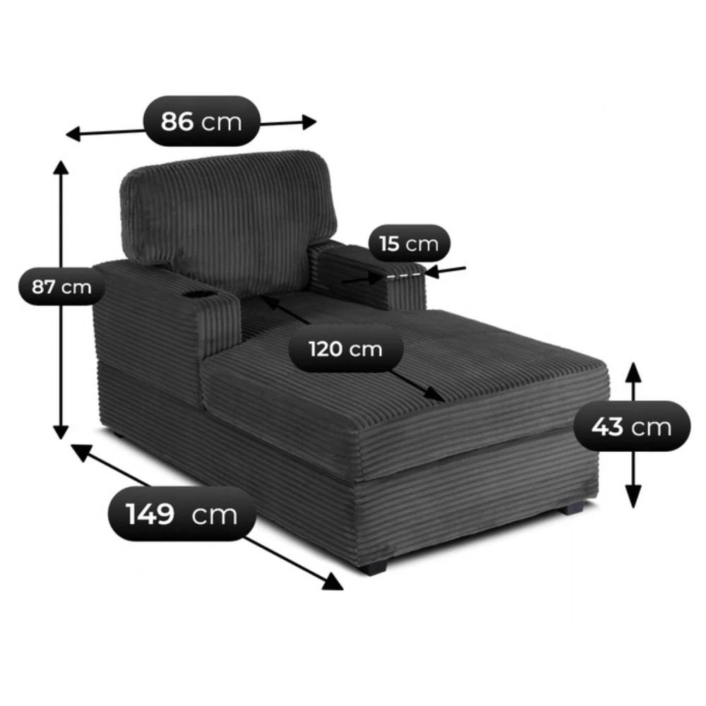 Pohovka NEO, sivá, manžestrová