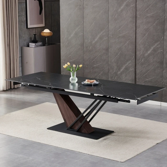 Stôl REX 160-220 cm čierny /orech