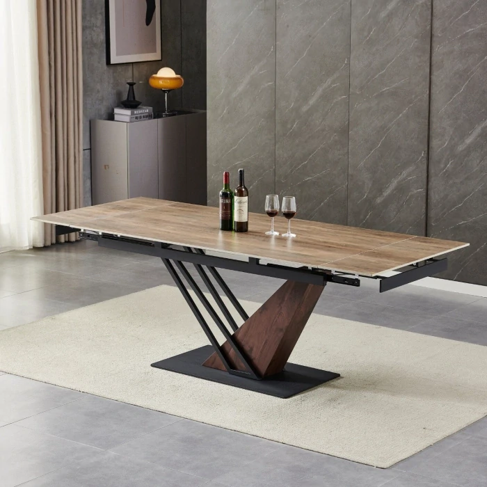 Stôl REX 160-220 cm tmavohnedý dub/čierny
