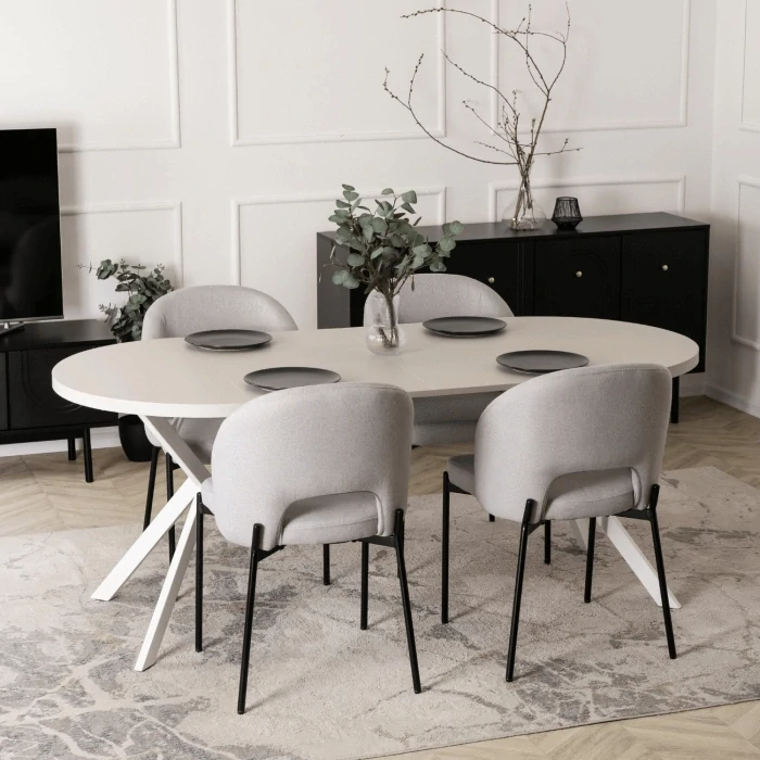 LUGO Stôl 90-190 cm kašmír/biela