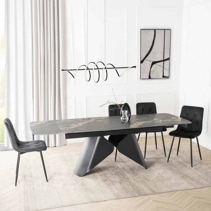 Rozkladací stôl VERONA 160-240 cm čierny mramor/čierna