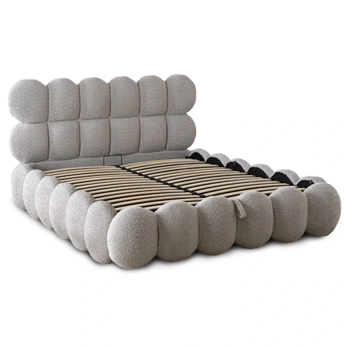 Posteľ 140x200 ANKARA, sivá Boucle s úložným priestorom