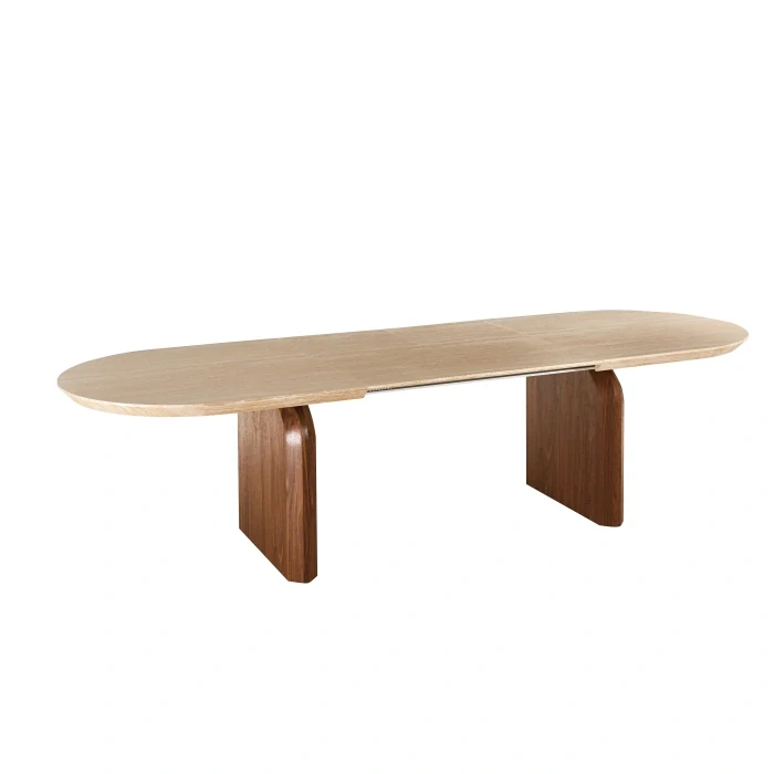 Rozkladací stôl DANTE 100-300 cm, travertín/orech