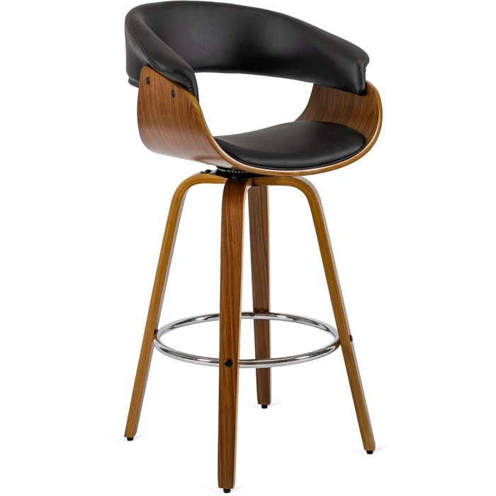 Otočná barová stolička JERSEY, čierna ekokoža