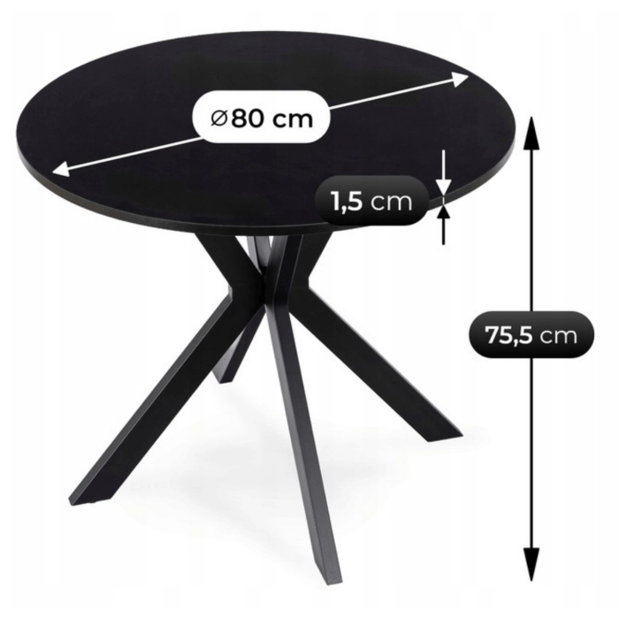 Stôl LAUREN 80 cm, čierna