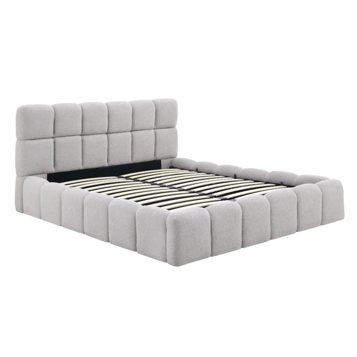 Posteľ 160x200 MURCJA s úložným priestorom, sivá, boucle