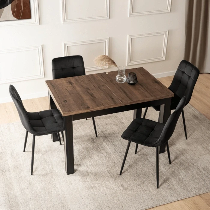 Stôl SKUBI 120-160 cm orech/čierna