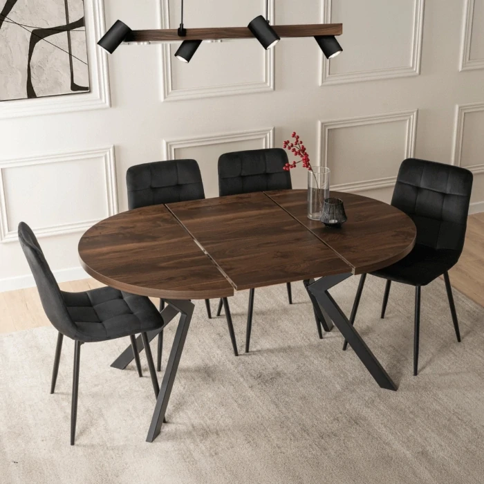 Stôl LUKAS 100-250 cm, orech/čierna