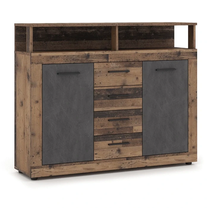 Komoda BLAGO MIDI B 119,5 cm, tmavý dub/čierna