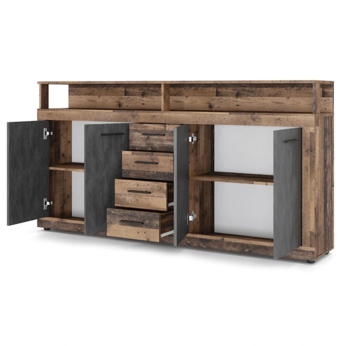 Komoda BLAGO 190 cm, tmavý dub/čierna