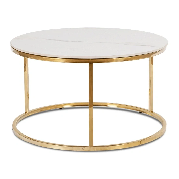 Konferenčný stolík VENICE, biely mramor/zlato
