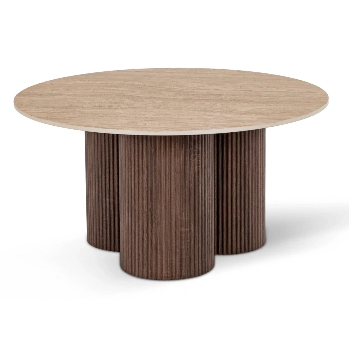 Konferenčný stolík CARTAGENA 80 cm, travertín/orech