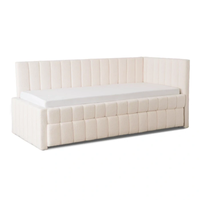 Posteľ VILLEMO 90x200, krémová Boucle