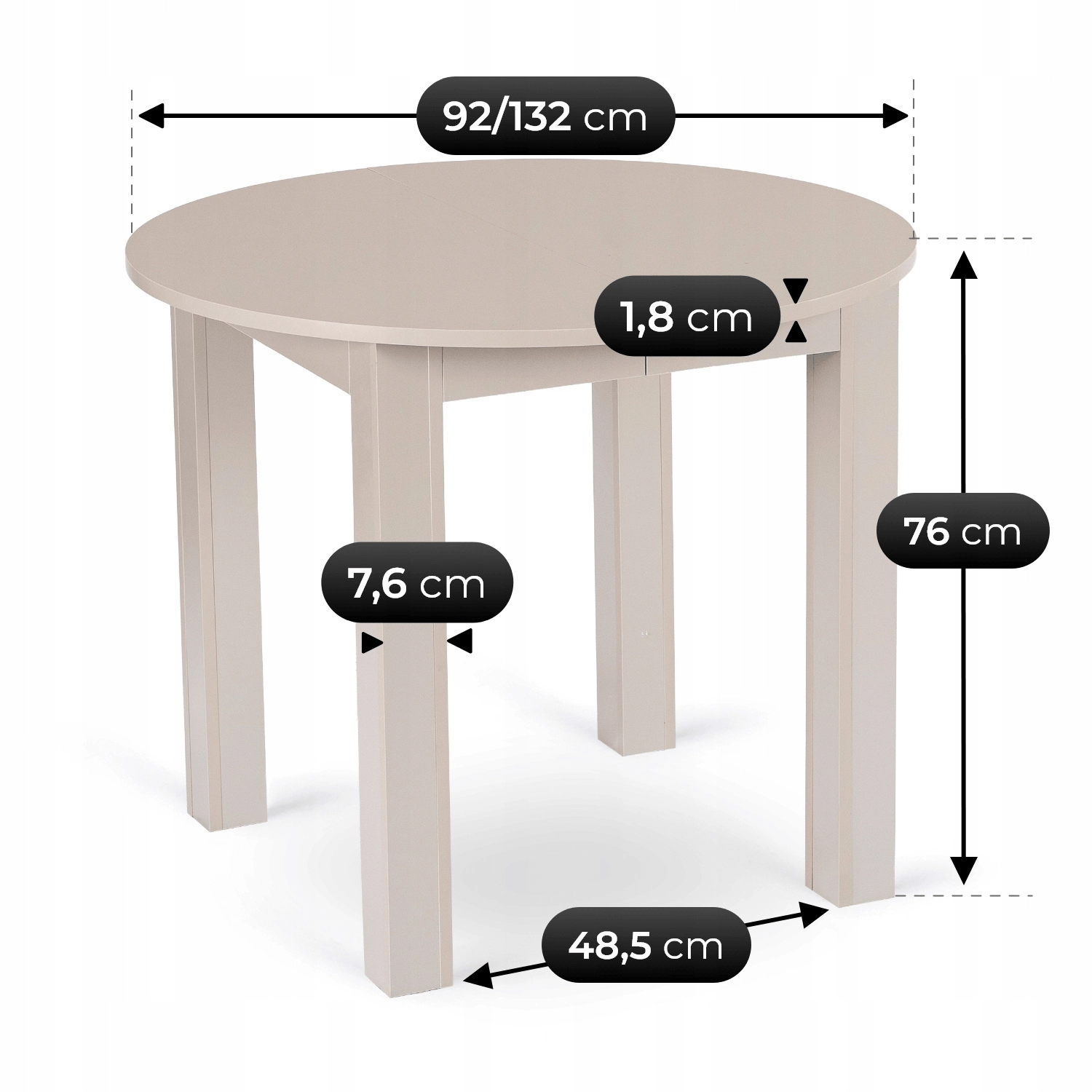 Stôl HARRY 92-132 cm, kašmír