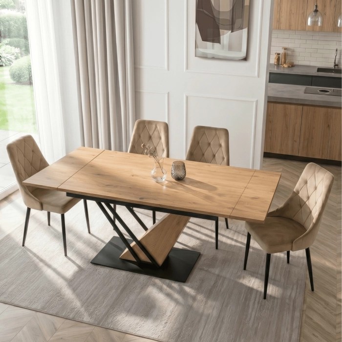 Stôl REX 160-220 cm, dub/čierna