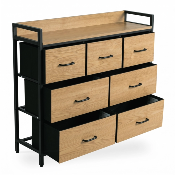 Komoda HUDSON 98 cm, dub/čierna