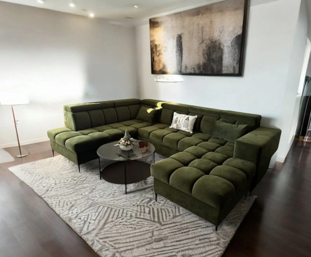 Novinka Sedačka Plaza 305x210cm + taburet 85x85 cm (s úl. priestorom + rozklad)