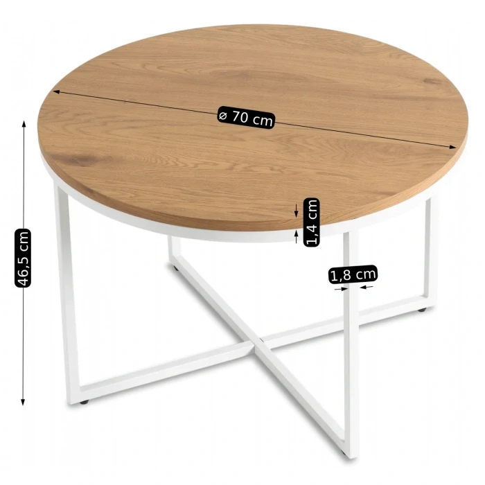 Stolík HANTEL, zlatý dub/biela