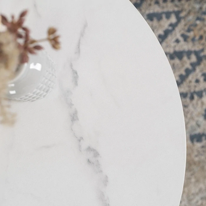 Stolík CONNY, biely mramor/Čierna