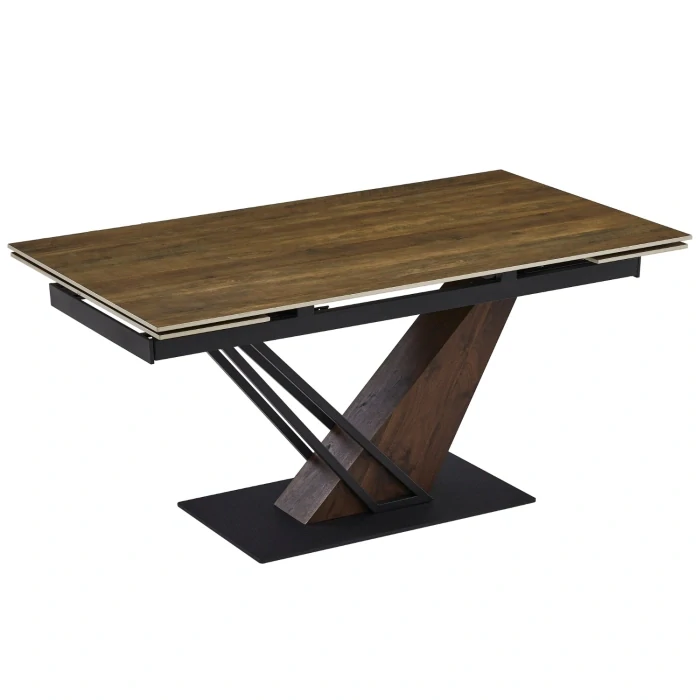 Stôl REX 160-220 cm tmavohnedý dub/čierny