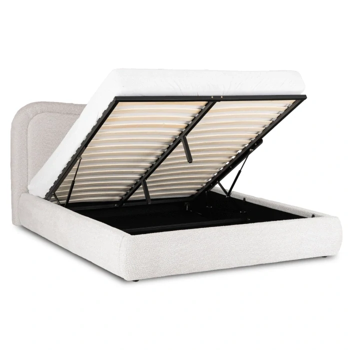 Posteľ HAGA 160x200 s úložným priestorom, krémová, Boucle 