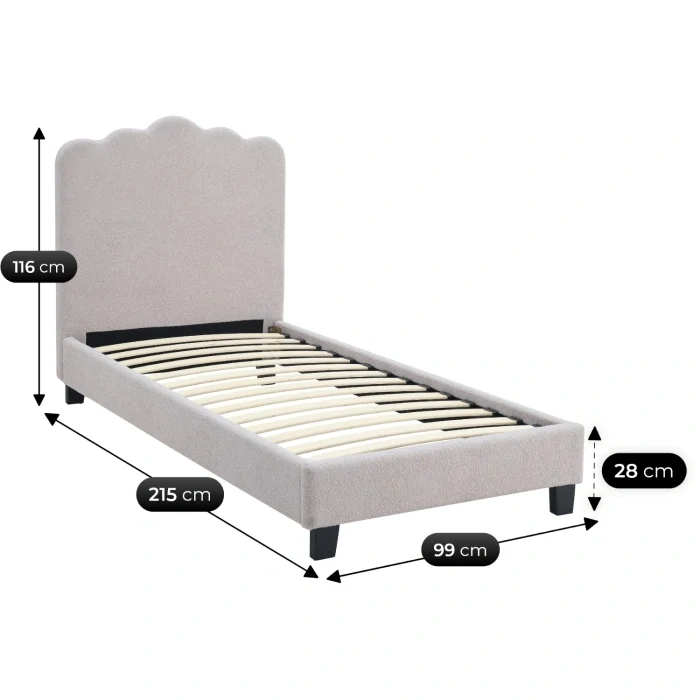 Posteľ CRATER 90x200, sivá, Boucle
