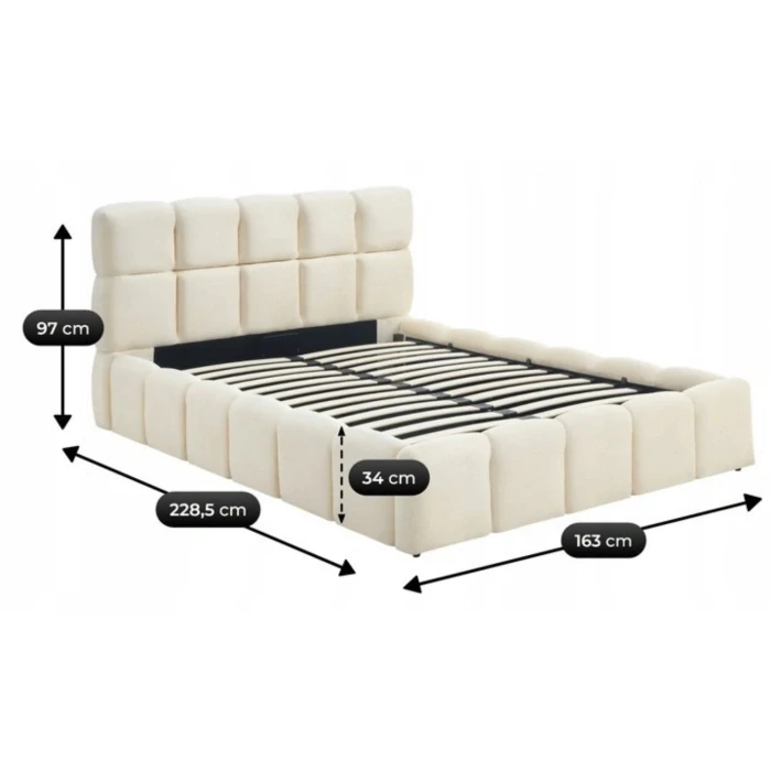 Posteľ 140x200 MURCJA s úložným priestorom, krémová, zamat