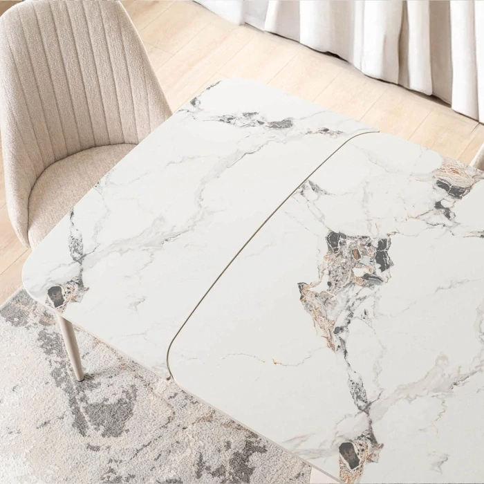 Rozkladací stôl VERONA 160-240 cm biely mramor/kašmír