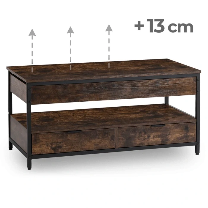Konferenčný stolík LUCA 100 cm, rustikálny dub/čierna
