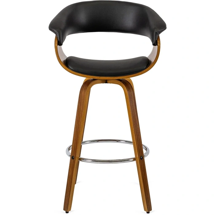 Otočná barová stolička JERSEY, čierna ekokoža