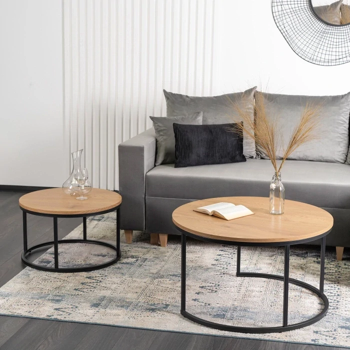 Súprava stolíkov DELIA MAX, zlatý dub/čierna