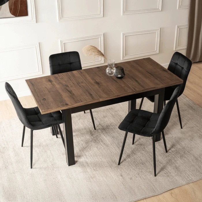 Stôl SKUBI 120-160 cm orech/čierna