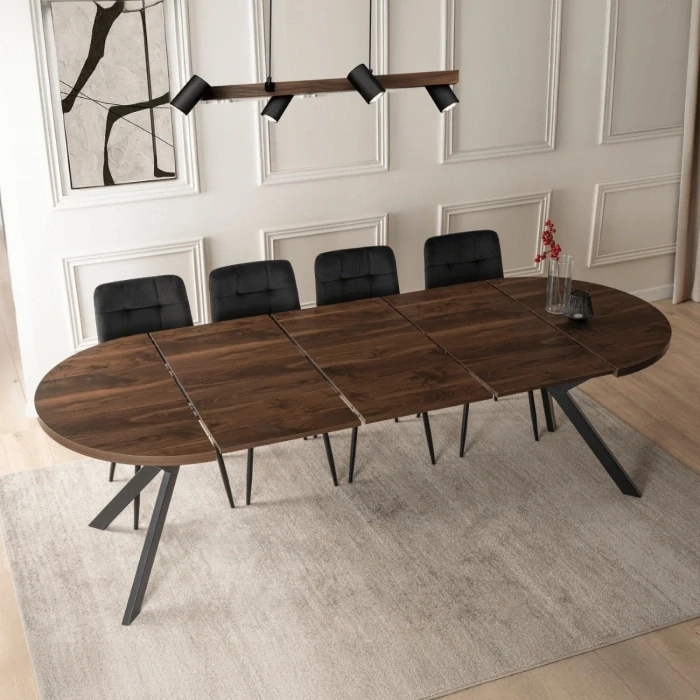 Stôl LUKAS 100-250 cm, orech/čierna