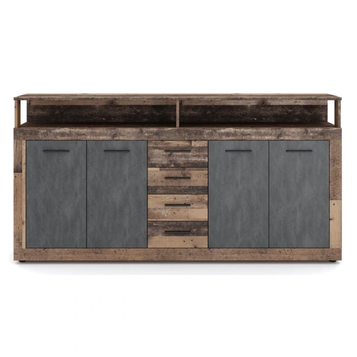 Komoda BLAGO 190 cm, tmavý dub/čierna