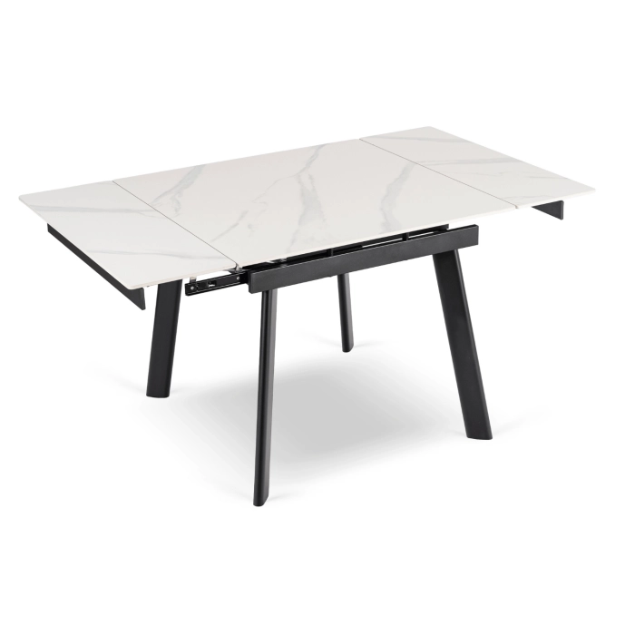 Keramický rozkladací stôl LARES 90-150 cm biely mramor/čierny