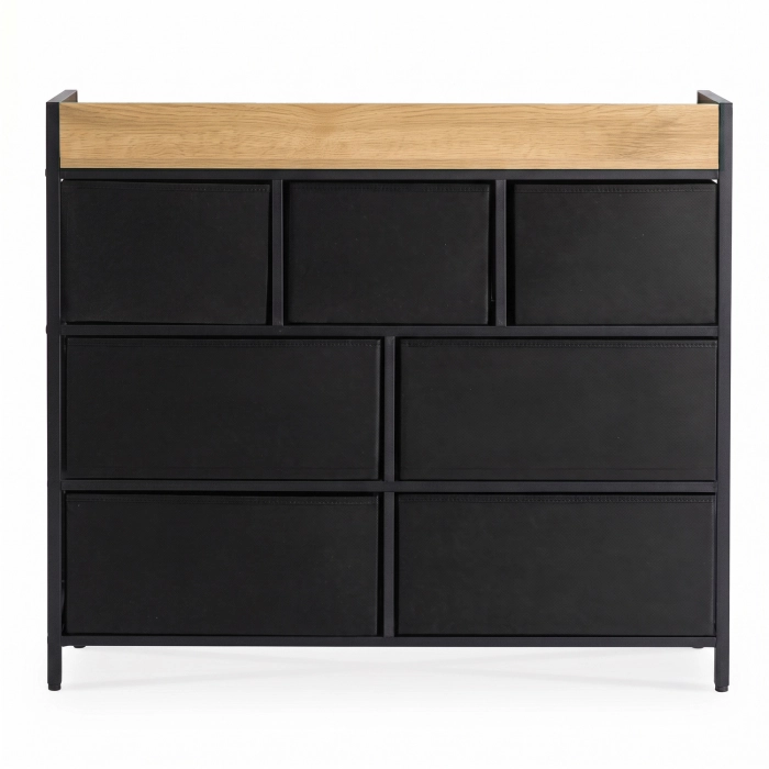 Komoda HUDSON 98 cm, dub/čierna