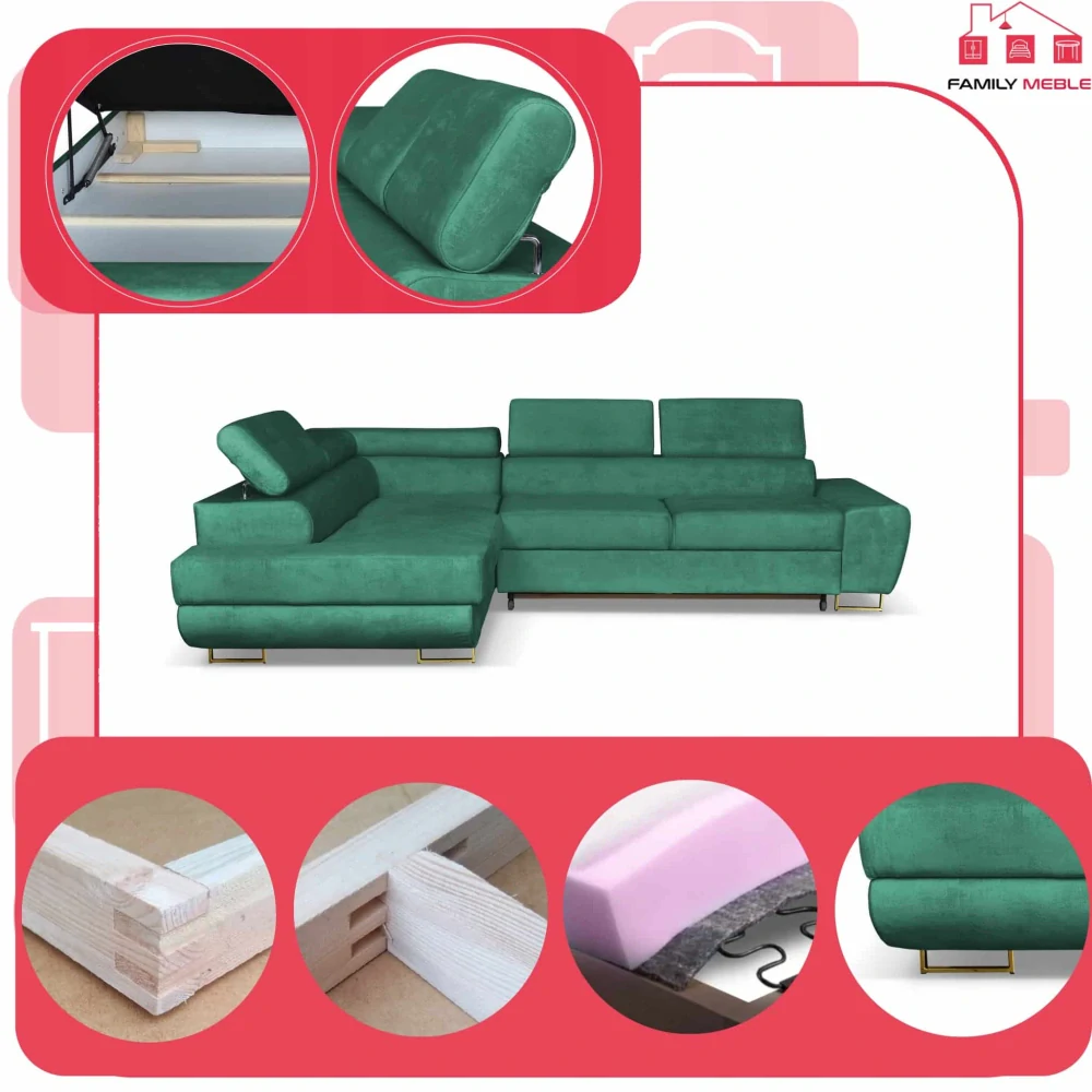 Rohová sedačka Bosso, Zelená z kolekcie Manchester   Forta 