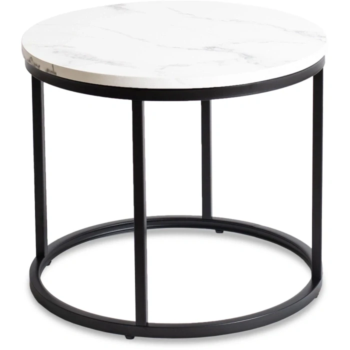 Stolík CONNY, biely mramor/Čierna