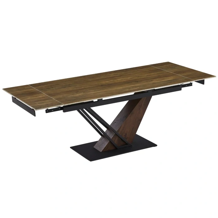 Stôl REX 160-220 cm tmavohnedý dub/čierny