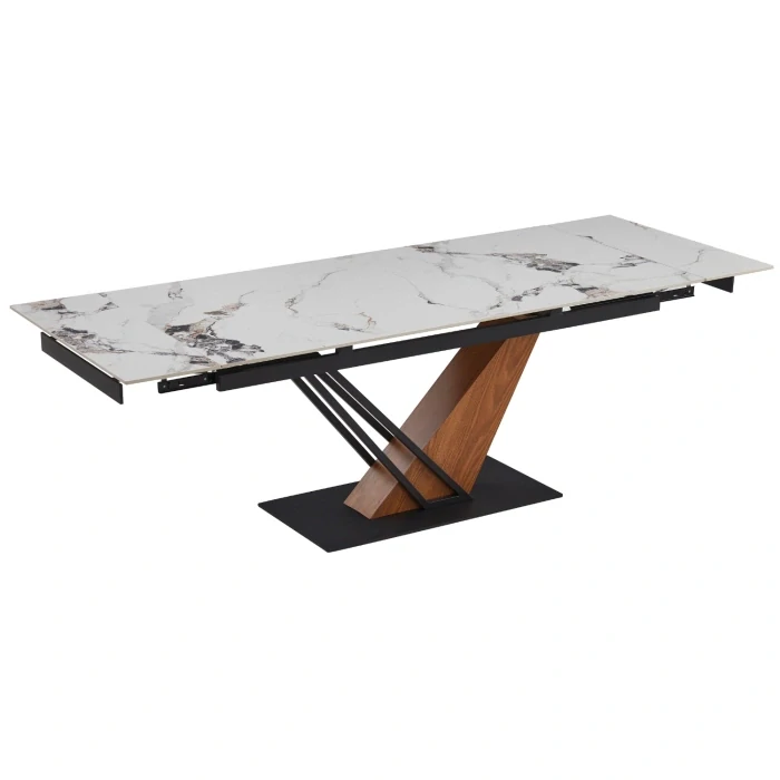 Stôl REX 2 160-220 cm biely mramor /dub