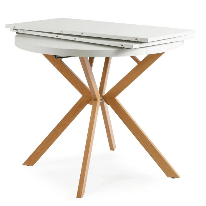 LUGO Stôl 90-190 cm Biely/Zlatý dub