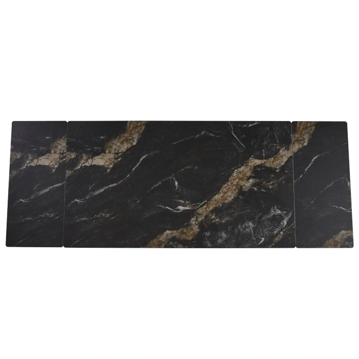 Stôl LUIGI 160-240 cm čierny-zlatý mramor/zlatá