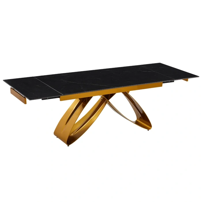 Stôl LUIGI 160-240 cm čierny mramor/zlatá