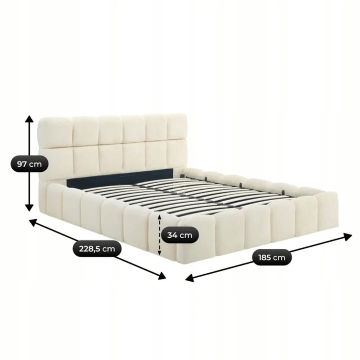 Posteľ 160x200 MURCJA s úložným priestorom, krémová, zamat