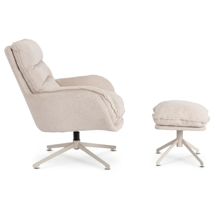 Otočné kreslo PASADENA s podnožkou, krémové