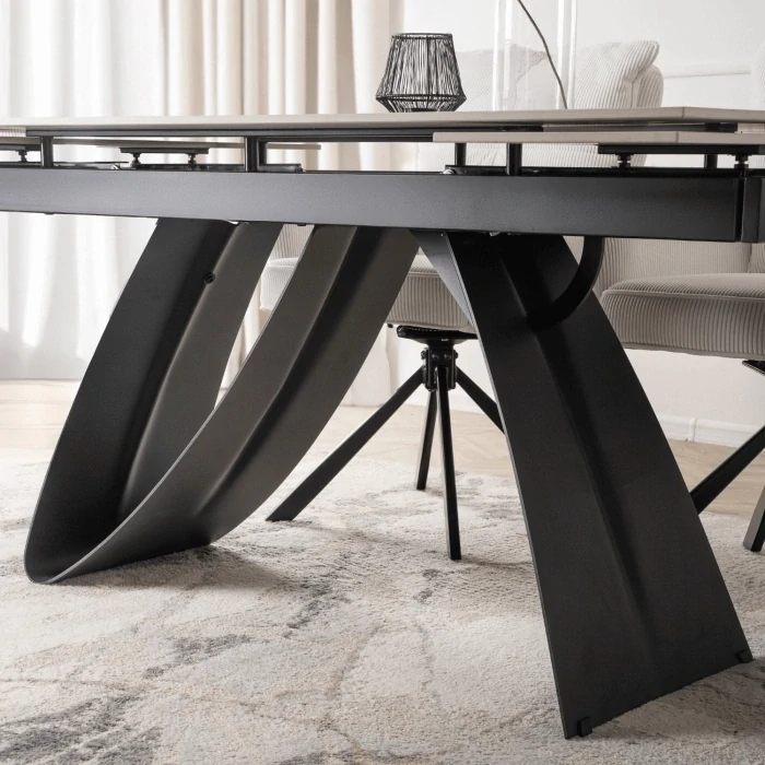Rozkladací stôl DEVON 160-220 cm biely mramor/čierny