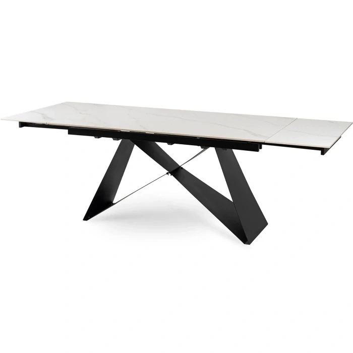 Keramický stôl VICTOR 160-240 cm, biely mramor/čierna